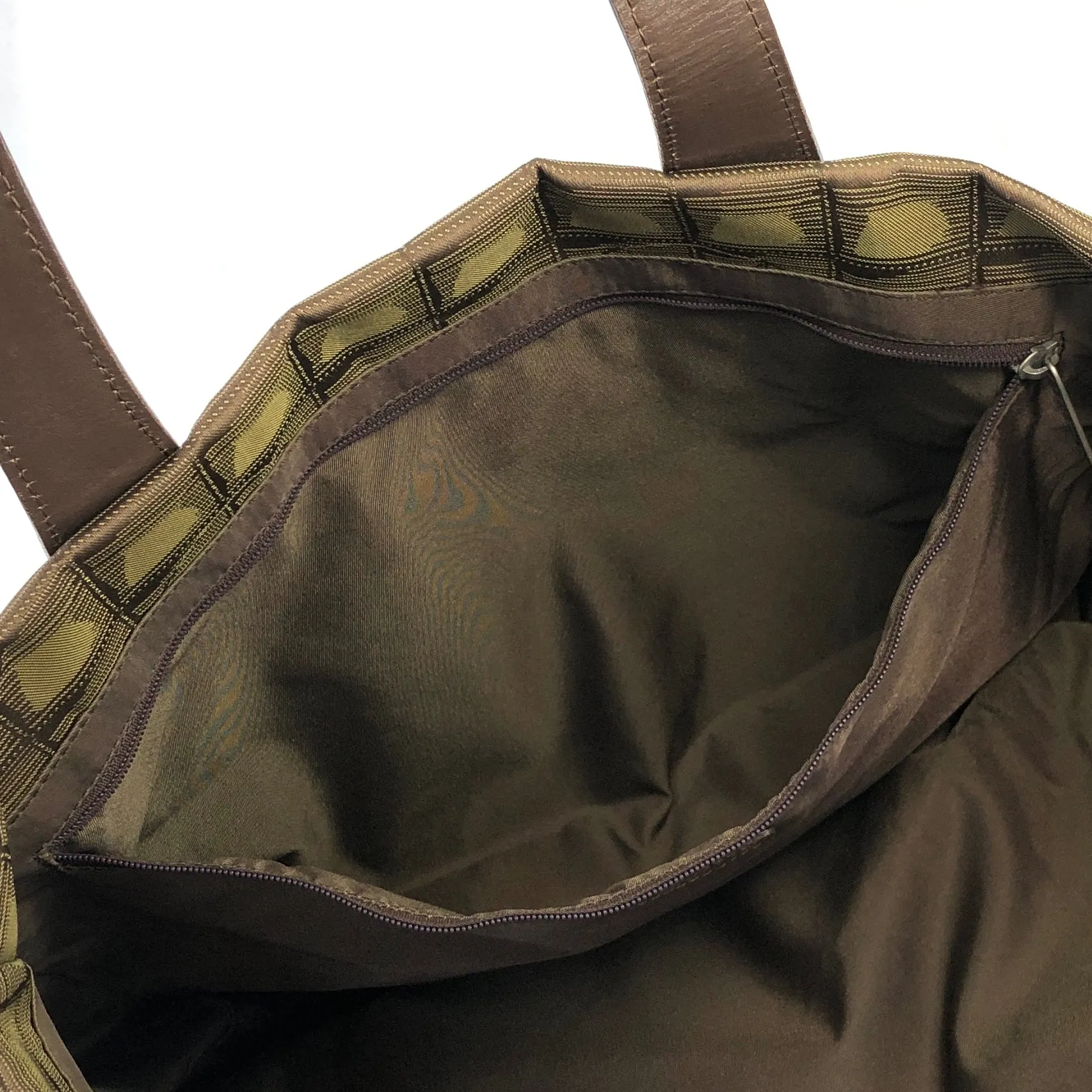 CHANEL New Travel Line Nylon Handbag Totebag Khaki Vintage hvx4g4