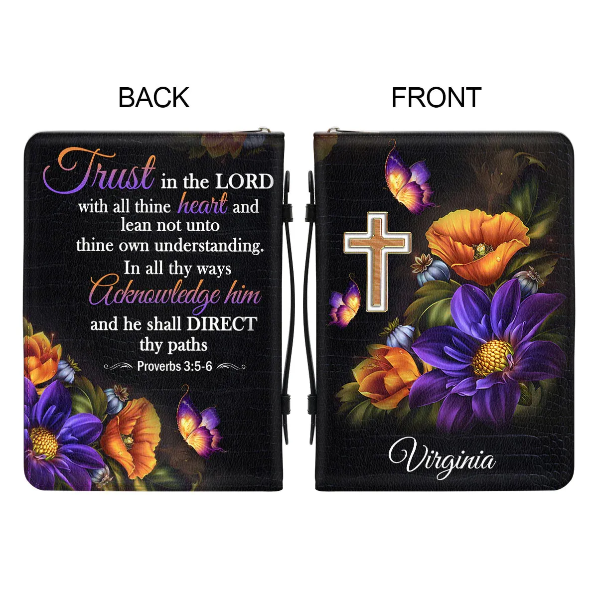 Christianart Bible Cover, Trust In The Lord Proverbs 3:5-6, Personalized Gifts for Pastor. Gifts For Women.