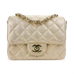 Classic Mini Square Flap Bag in 21P Gold Lambskin
