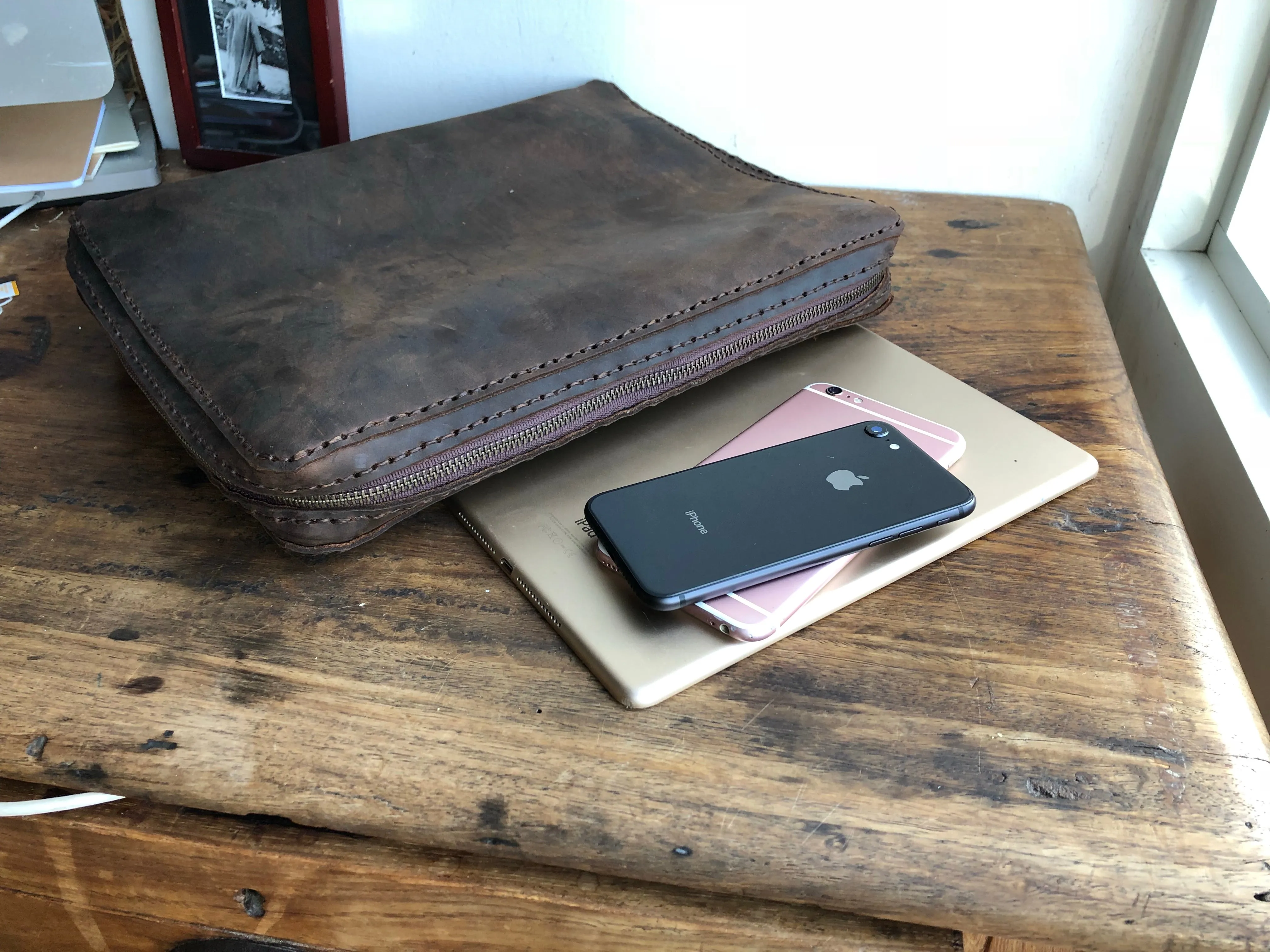 Custom Binder / Zippered Leather Organizer Binder / Portfolio Leather Binder with Zipper