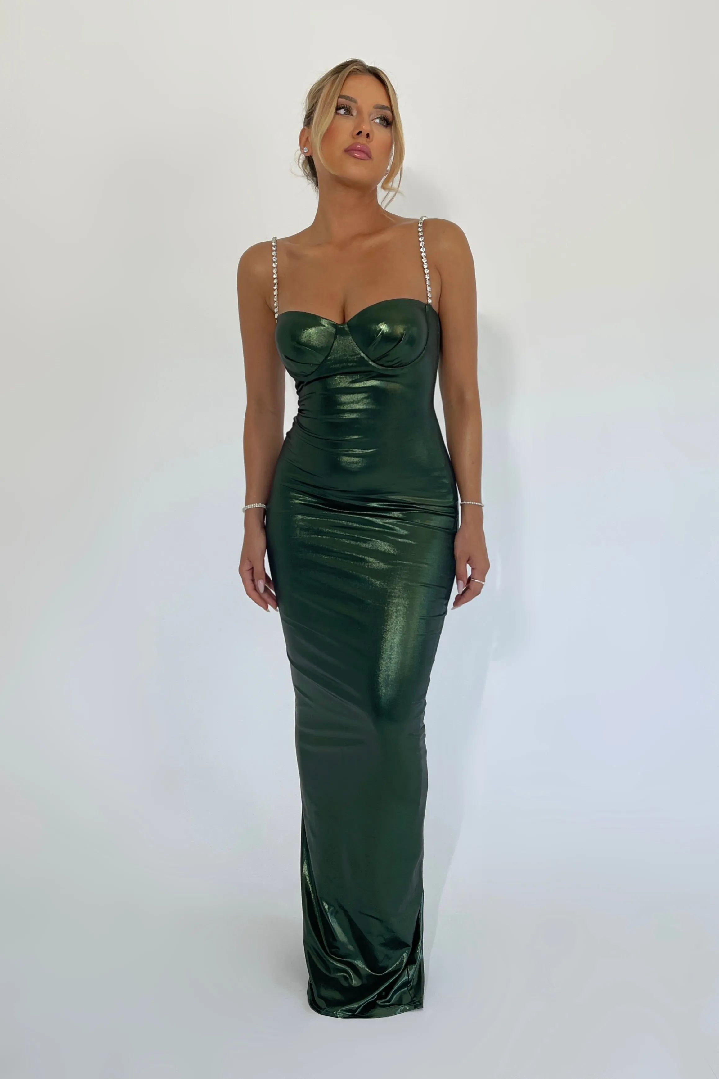 Elisa Emerald Metallic Dress