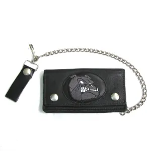 EP812-CC/G  6" Embroidered Patch Biker Wallet- Gray Bulldog