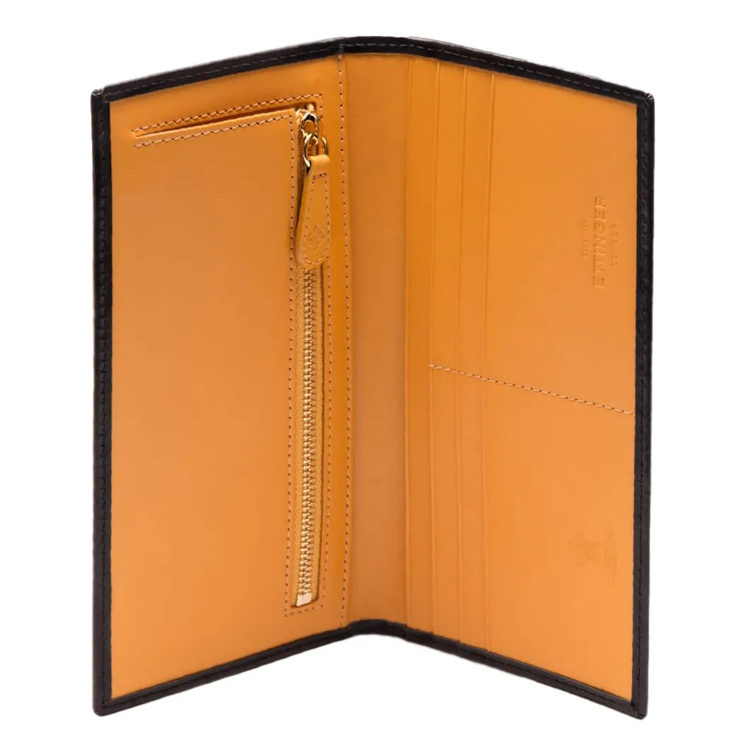 Ettinger Bridle Hide Long Wallet, Zippered Pocket Black and London Tan