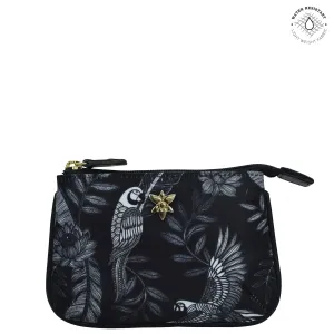 Fabric with Leather Trim Zip Travel Pouch - 13008