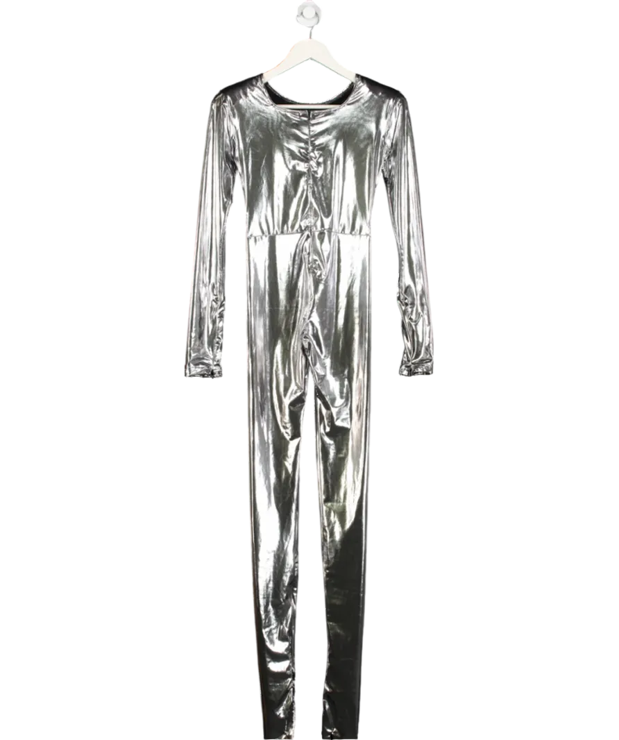 FIORUCCI Metallic Silver footed Jumpsuit UK M