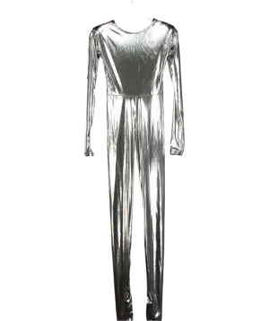 FIORUCCI Metallic Silver footed Jumpsuit UK M