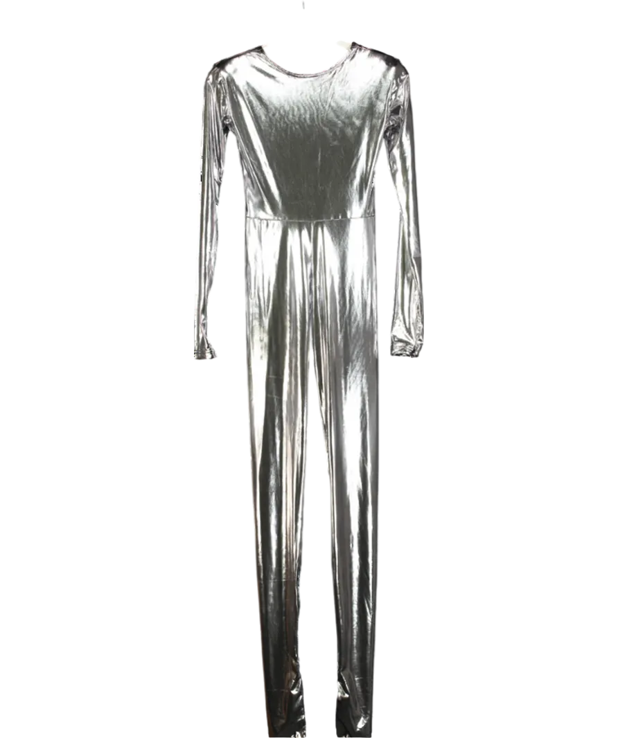 FIORUCCI Metallic Silver footed Jumpsuit UK M