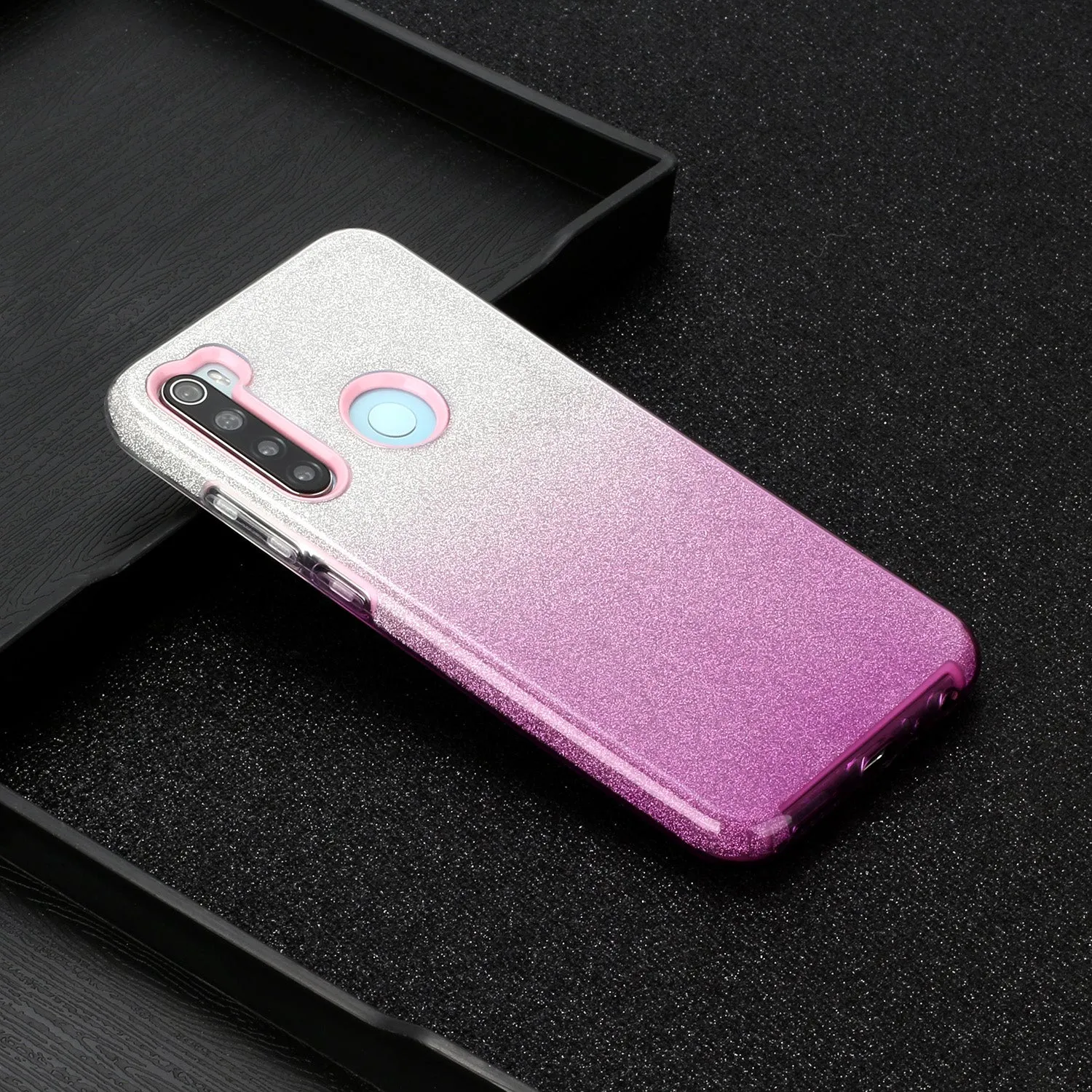 For OPPO Realme 5/Realme 5 Pro/A5 2020/A9 2020/A52/A92 Phone Case Gradient Color Glitter Powder Phone Cover with Airbag Bracket green