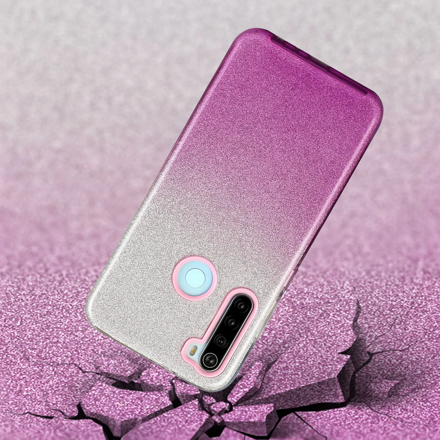 For OPPO Realme 5/Realme 5 Pro/A5 2020/A9 2020/A52/A92 Phone Case Gradient Color Glitter Powder Phone Cover with Airbag Bracket green