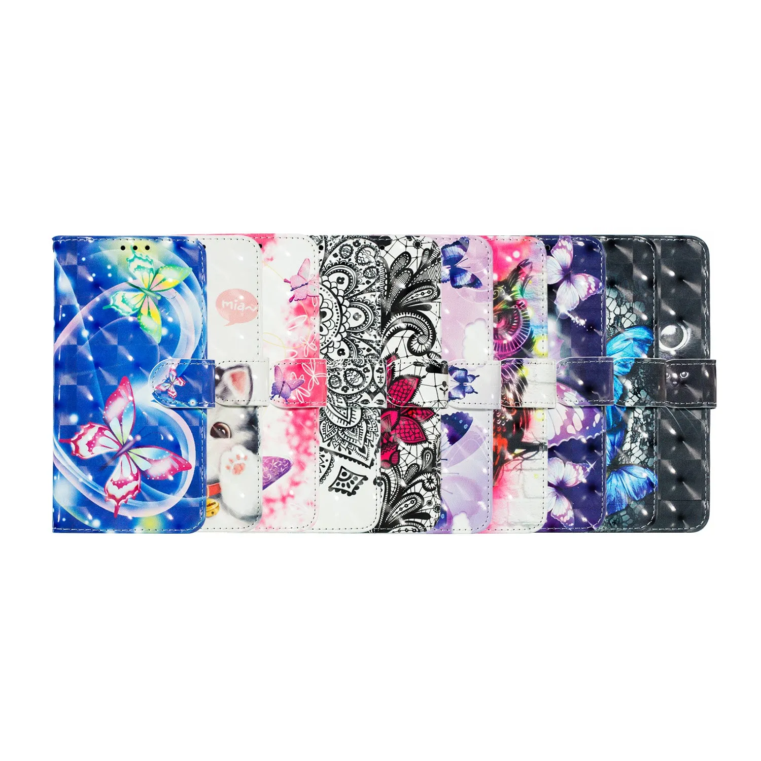 For Redmi 6 pro/XIAOMI A2 LITE 3D Coloured Painted Leather Protective Case with Bracket & Card Position & Lanyard Jingle cat