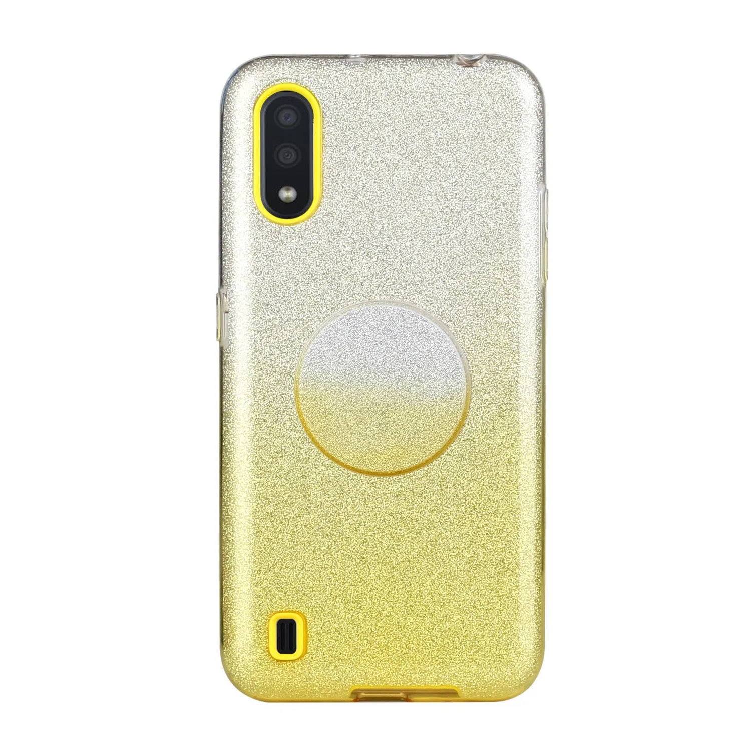For Samsung A10/A50/A30S/A70/A20S Phone Case Gradient Color Glitter Powder Phone Cover with Airbag Bracket Pink