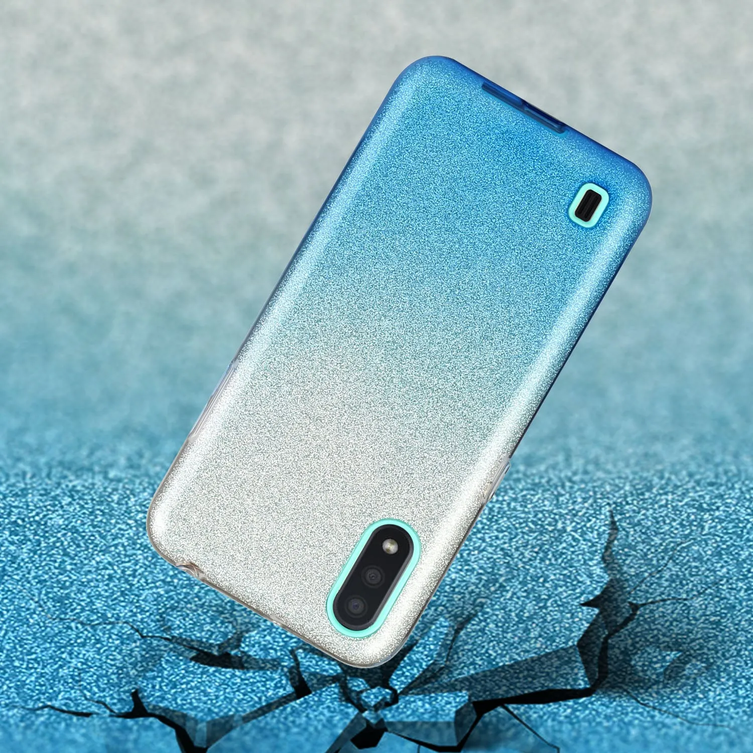For Samsung A10/A50/A30S/A70/A20S Phone Case Gradient Color Glitter Powder Phone Cover with Airbag Bracket Pink