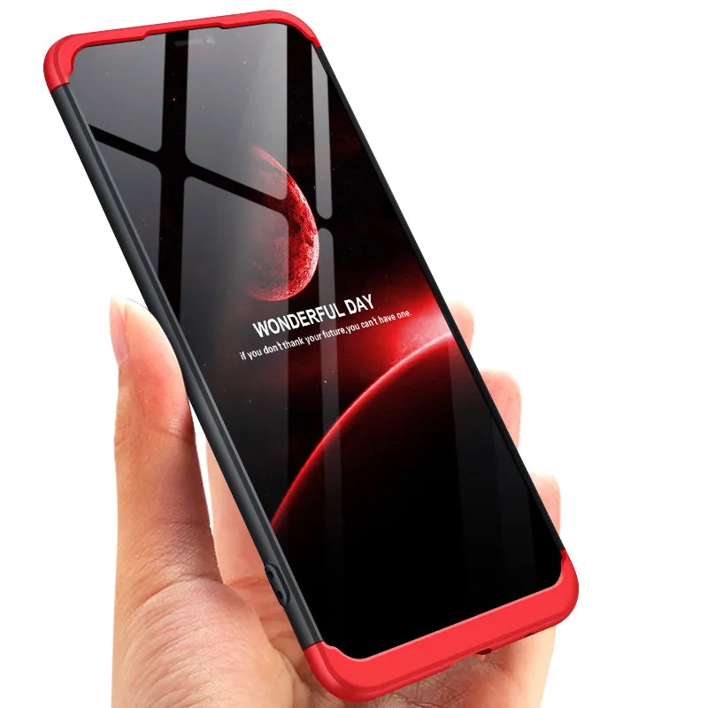 For VIVO V9/Y85/Z1 Slim 3 in 1 Hybrid Hard Case Full Body 360 Degree Protection Back Cover Red black red