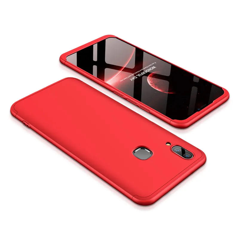 For VIVO V9/Y85/Z1 Slim 3 in 1 Hybrid Hard Case Full Body 360 Degree Protection Back Cover Red black red