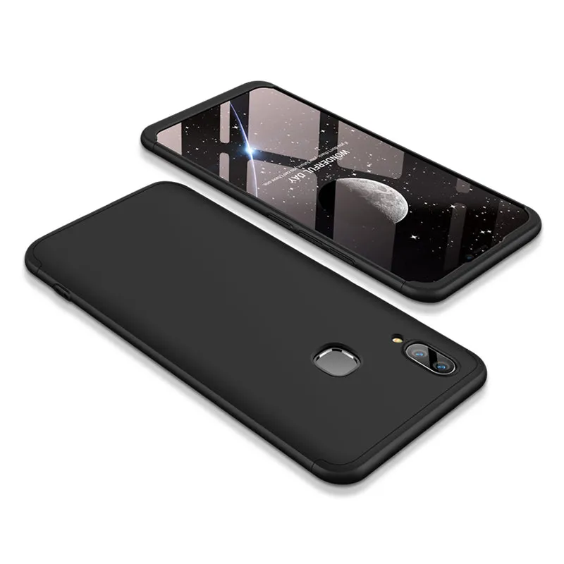 For VIVO V9/Y85/Z1 Slim 3 in 1 Hybrid Hard Case Full Body 360 Degree Protection Back Cover Red black red