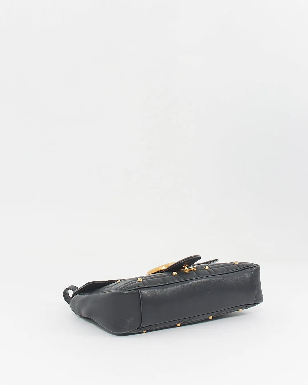 Gucci Black Leather Studded Medium Marmont Shoulder Bag