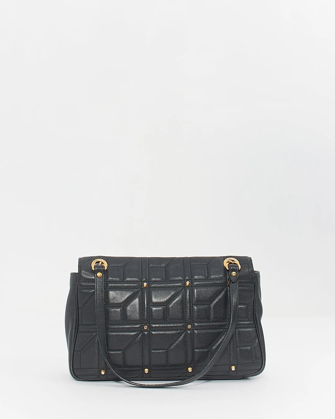 Gucci Black Leather Studded Medium Marmont Shoulder Bag
