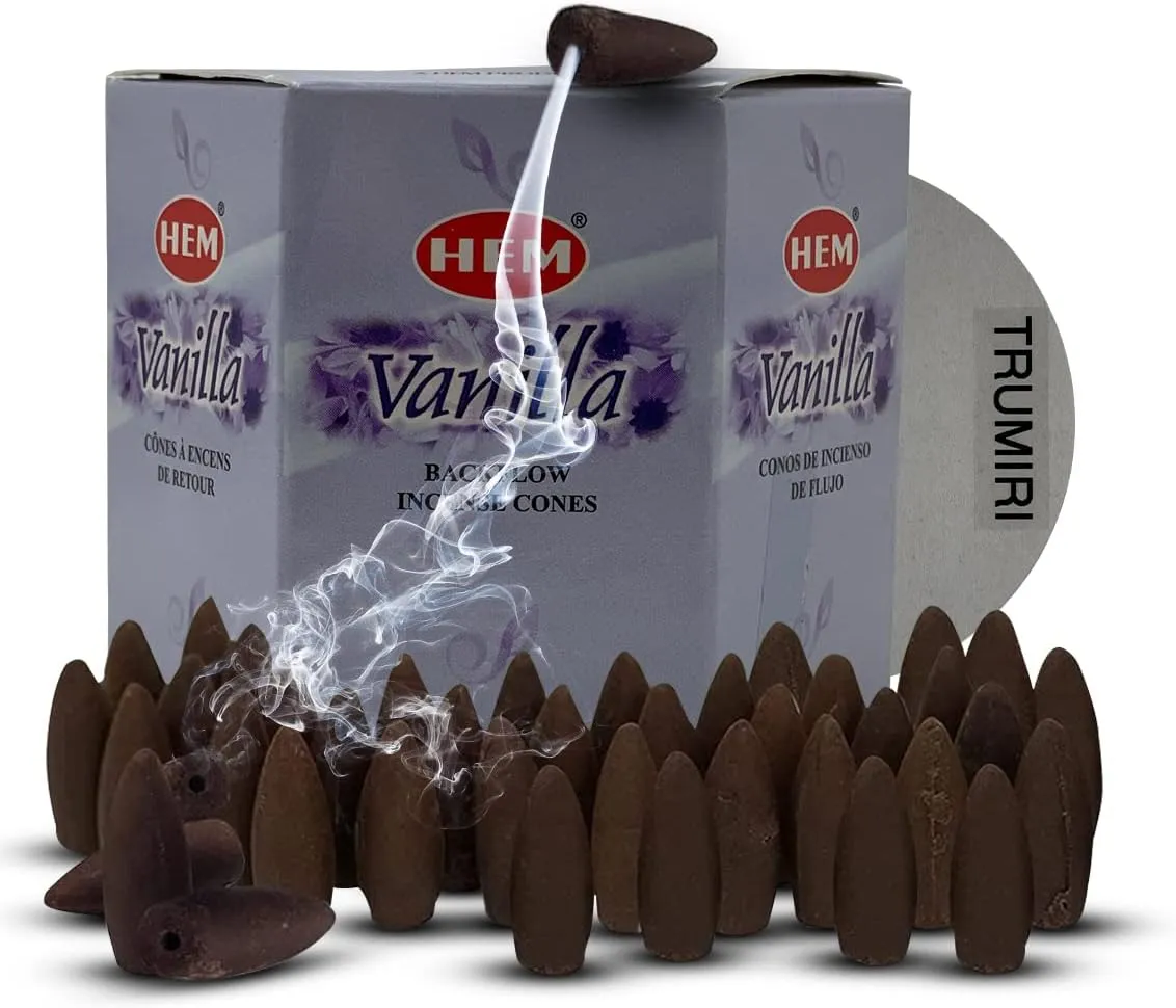Hem Backflow Incense Cones for Waterfall Aromatic Smoke Fountain Haze Falls Burner Holder and Mat Bundle - 40 Large Back Flow Incense Cones Scented - Meditation - Relaxation - Spiritual - Yoga