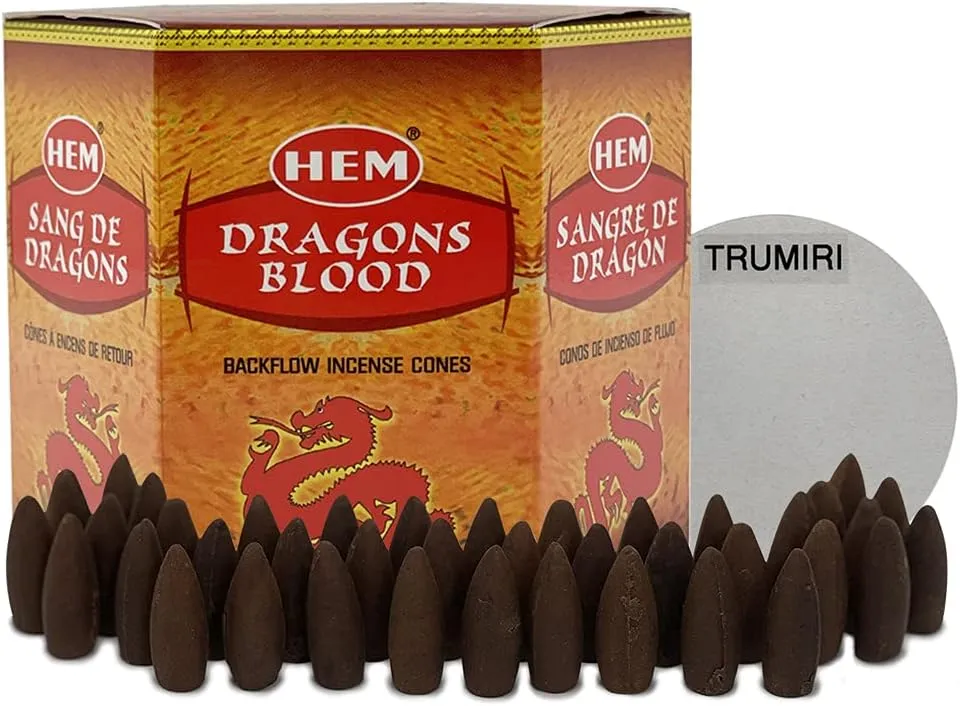 Hem Backflow Incense Cones for Waterfall Aromatic Smoke Fountain Haze Falls Burner Holder and Mat Bundle - 40 Large Back Flow Incense Cones Scented - Meditation - Relaxation - Spiritual - Yoga