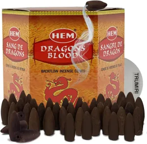 Hem Backflow Incense Cones for Waterfall Aromatic Smoke Fountain Haze Falls Burner Holder and Mat Bundle - 40 Large Back Flow Incense Cones Scented - Meditation - Relaxation - Spiritual - Yoga