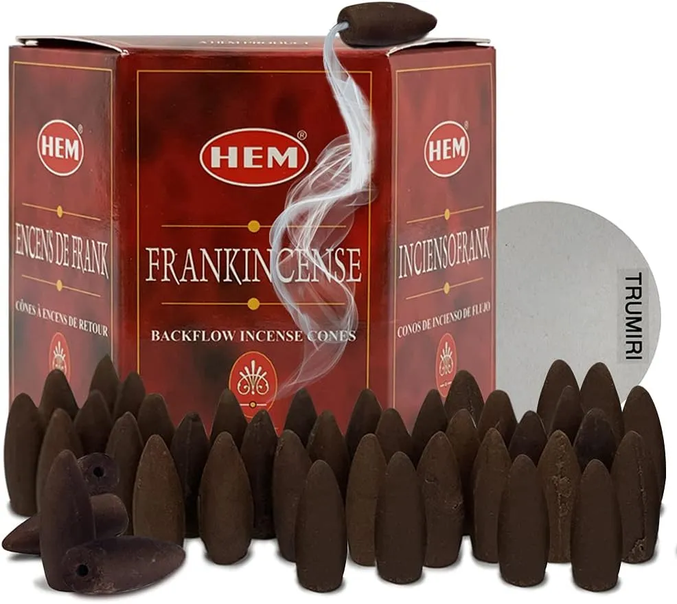 Hem Backflow Incense Cones for Waterfall Aromatic Smoke Fountain Haze Falls Burner Holder and Mat Bundle - 40 Large Back Flow Incense Cones Scented - Meditation - Relaxation - Spiritual - Yoga