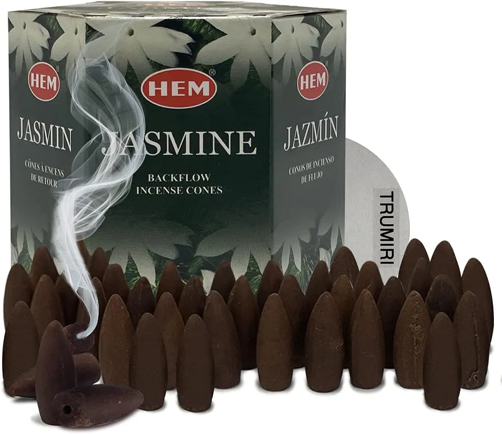 Hem Backflow Incense Cones for Waterfall Aromatic Smoke Fountain Haze Falls Burner Holder and Mat Bundle - 40 Large Back Flow Incense Cones Scented - Meditation - Relaxation - Spiritual - Yoga