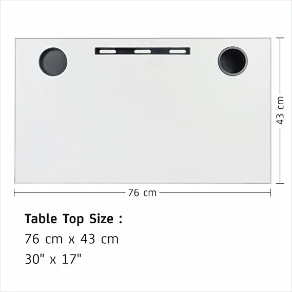 Isomars Multipurpose Bed Desk / Floor Desk Laptop Study Table for Work from Home, Online Classes, Card Games and Kid's Activities, Length - 76 cm, Width - 43 cm and Height - 25 cm (White)