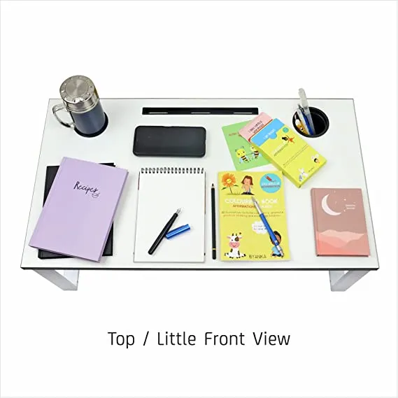Isomars Multipurpose Bed Desk / Floor Desk Laptop Study Table for Work from Home, Online Classes, Card Games and Kid's Activities, Length - 76 cm, Width - 43 cm and Height - 25 cm (White)