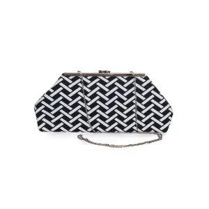 Jazz Clasp- Black & White Chevron Clutch