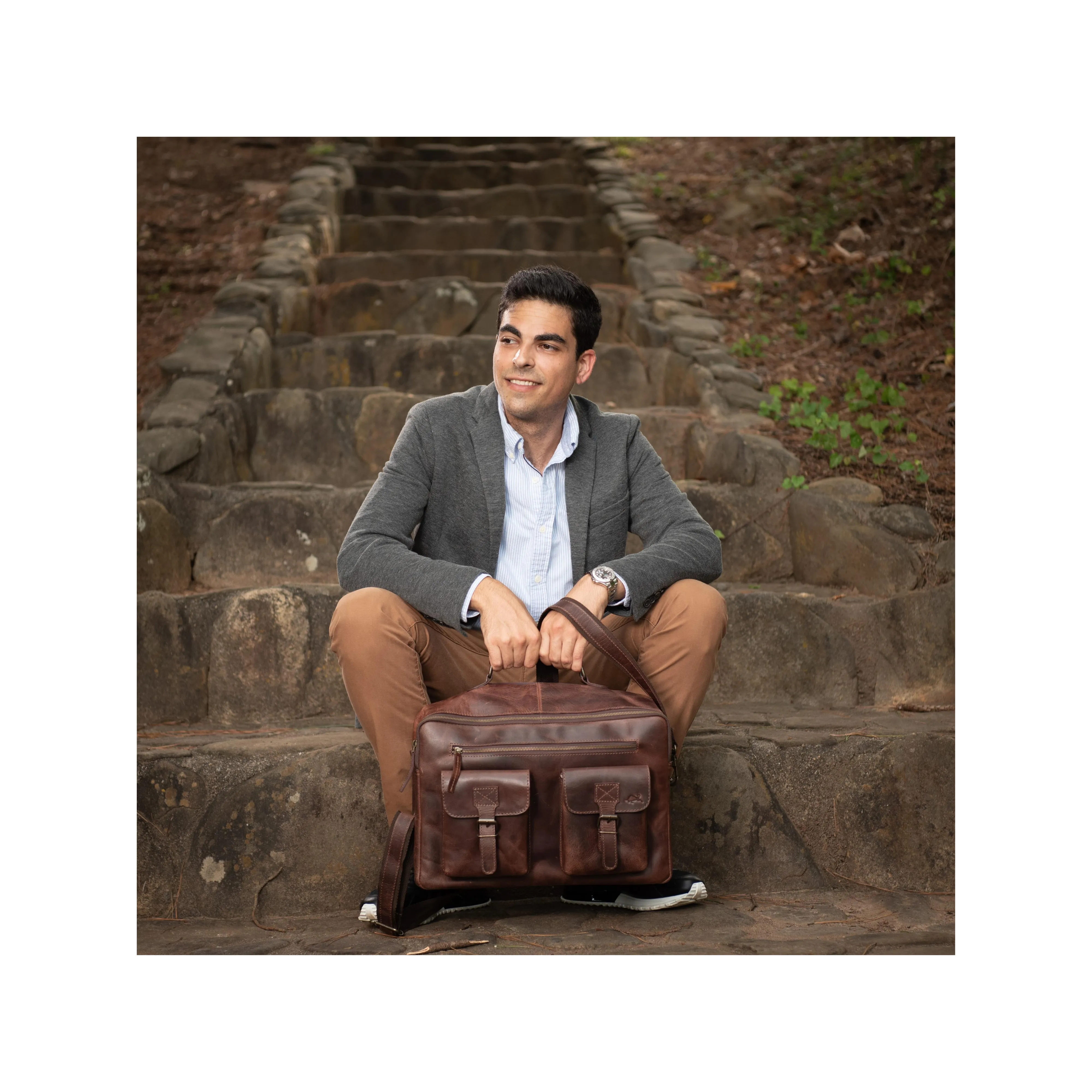 Jet Buffalo Leather Briefcase