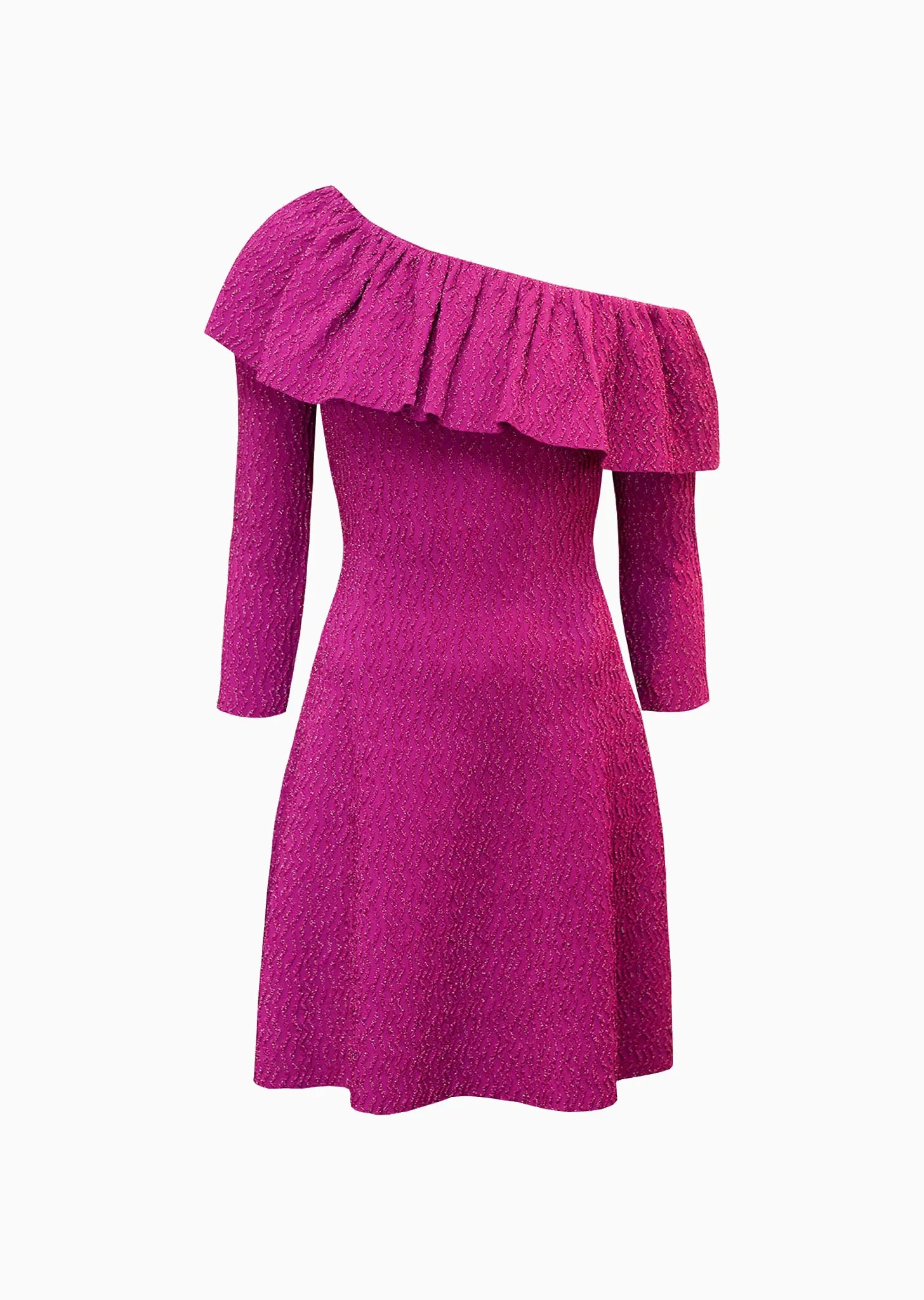 Karlotta - A-Line Dress with Metallic Wave Textured Pattern