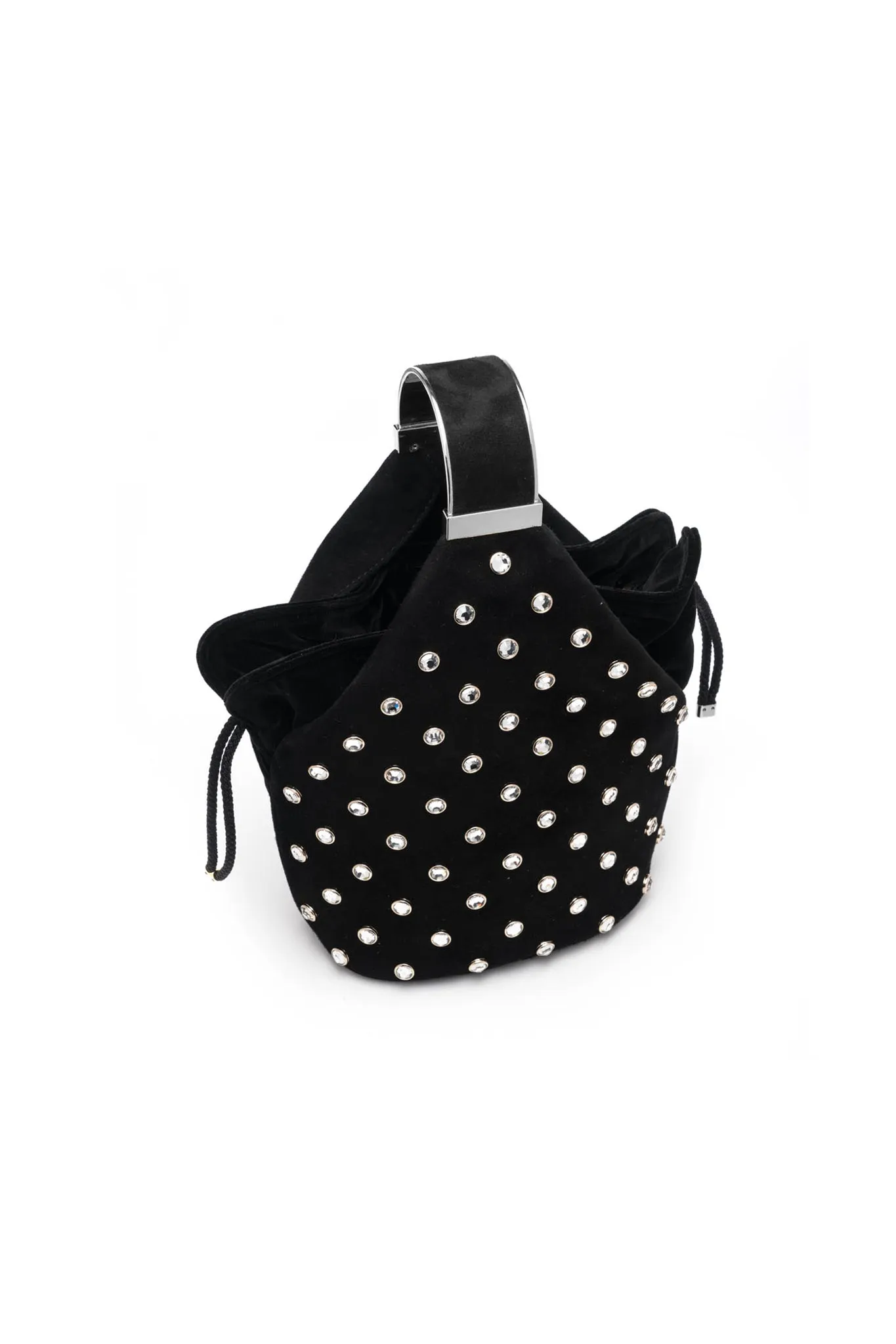 Kit Bracelet Bag in Crystal Studded Black Suede