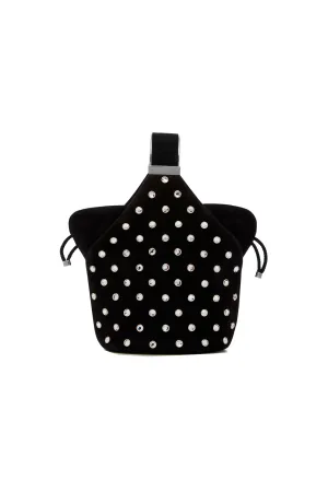 Kit Bracelet Bag in Crystal Studded Black Suede