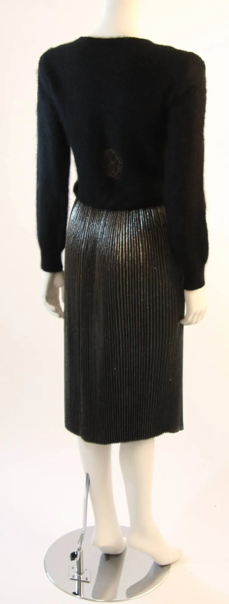 KRIZIA MAGLIA Sweater with Lace Inset and Metallic Skirt