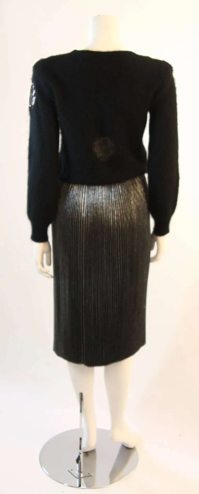KRIZIA MAGLIA Sweater with Lace Inset and Metallic Skirt
