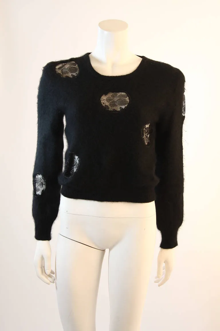 KRIZIA MAGLIA Sweater with Lace Inset and Metallic Skirt