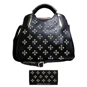 LOEM Polka Shoulder L wallet bag handbag Set Designer Flora Rhinestone Stud F17E