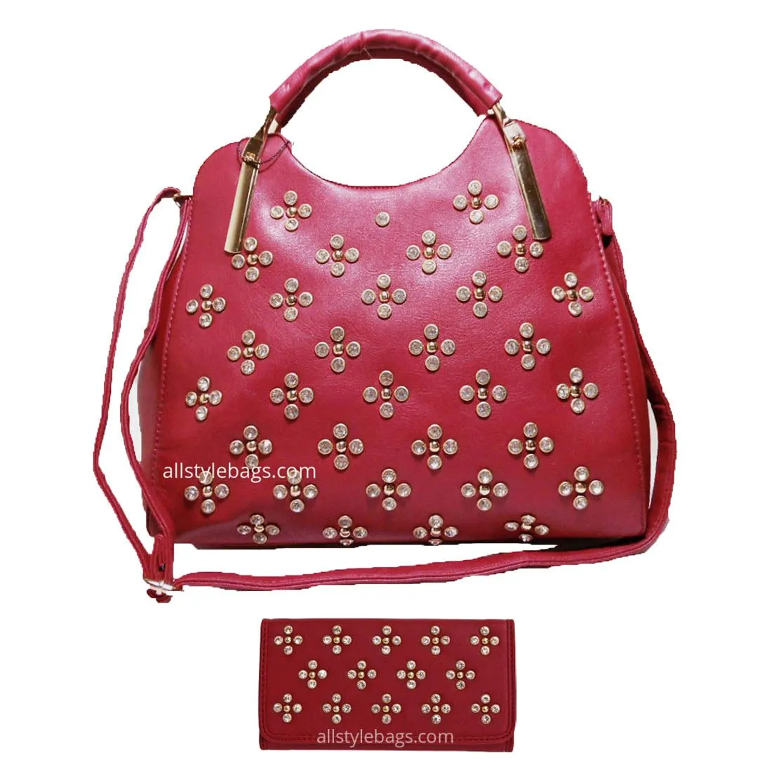 LOEM Polka Shoulder L wallet bag handbag Set Designer Flora Rhinestone Stud F17E