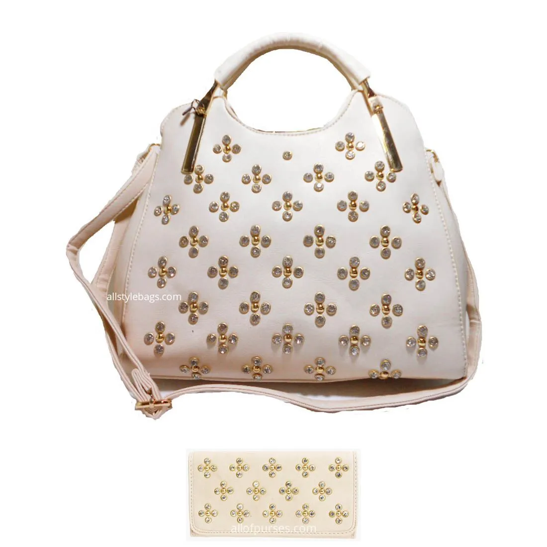 LOEM Polka Shoulder L wallet bag handbag Set Designer Flora Rhinestone Stud F17E