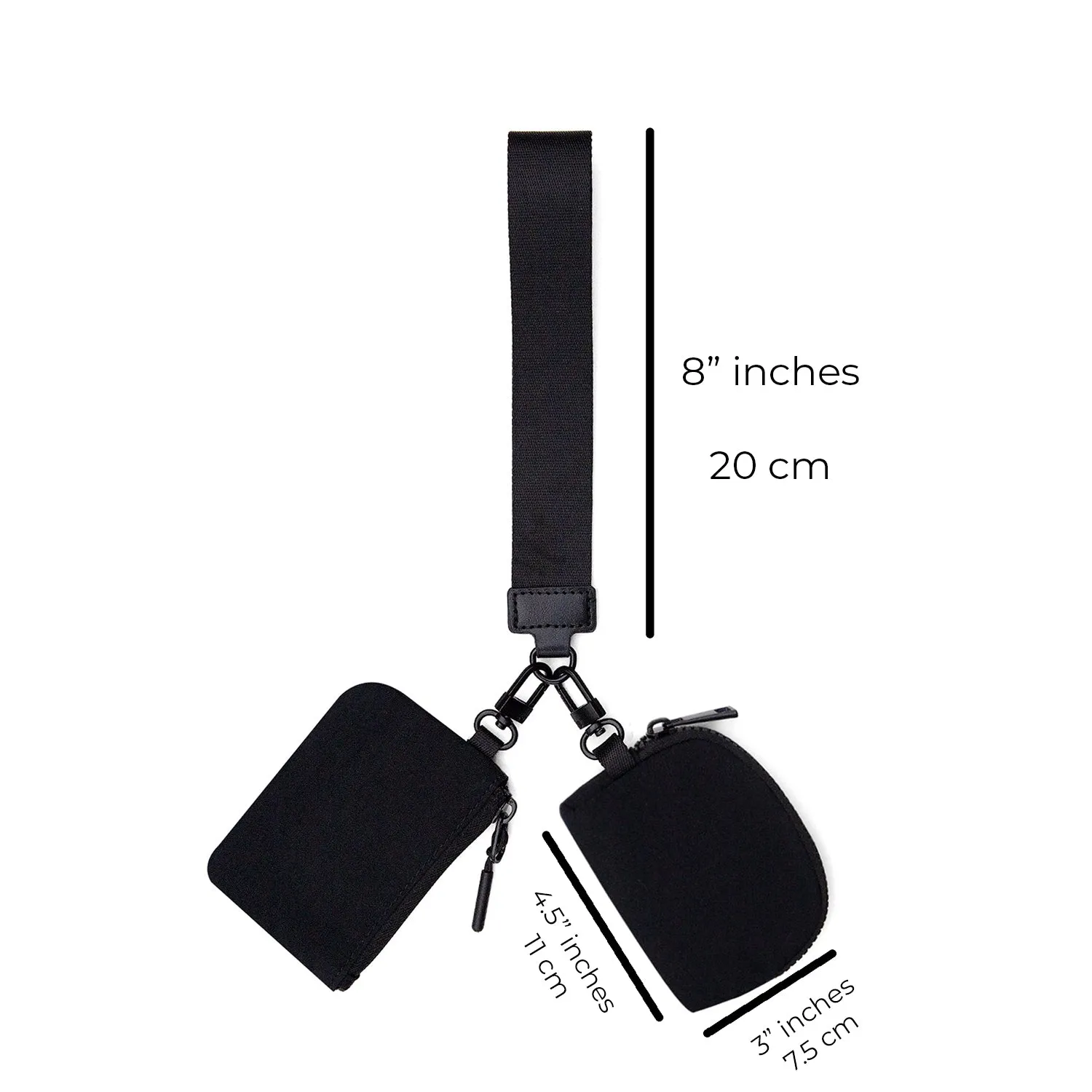 Marisa Alternative Nylon Dual Pouch Wristlet Strap Wallet - Black