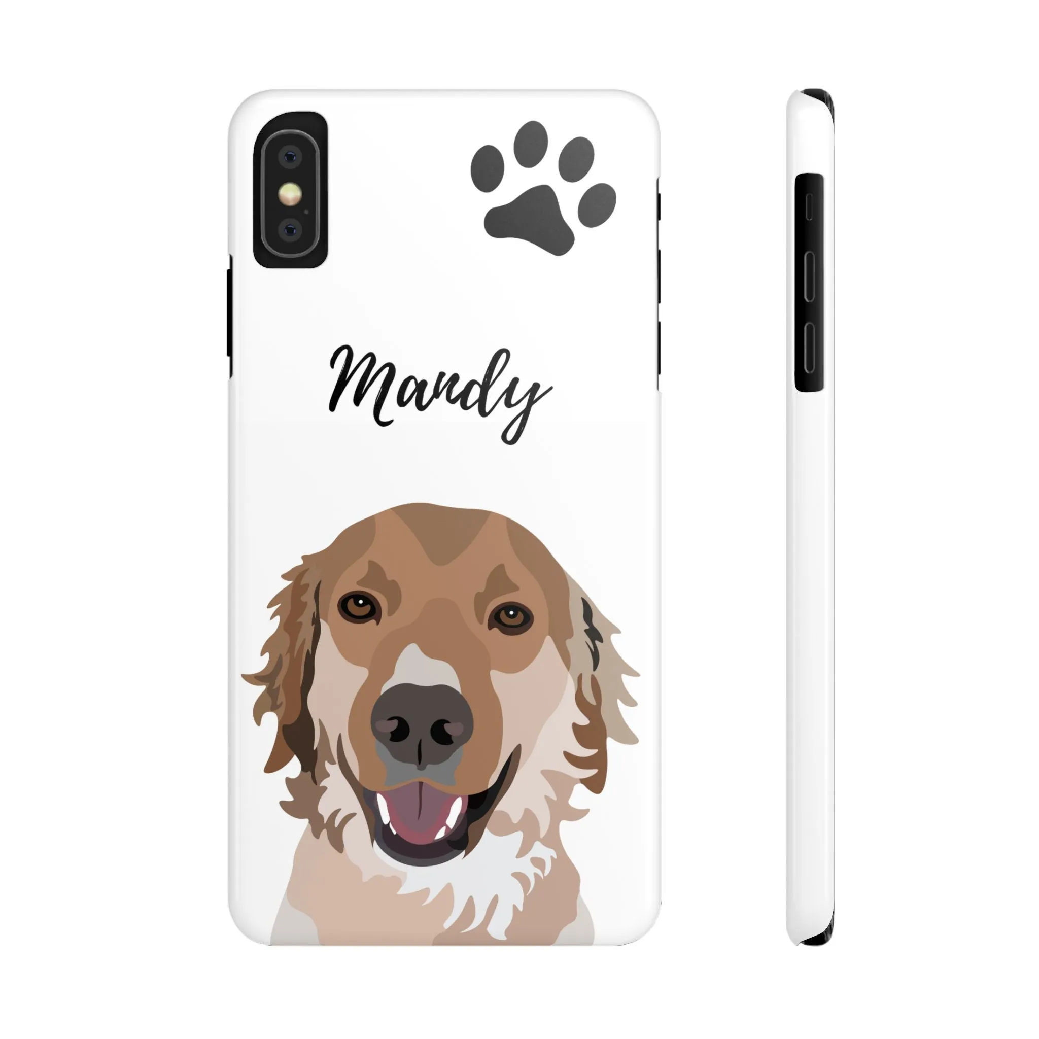 One Pet Portrait on a Slim iPhone Case | White Background | Custom Hand-Drawn Pet Portrait in Cartoon-Realism Style
