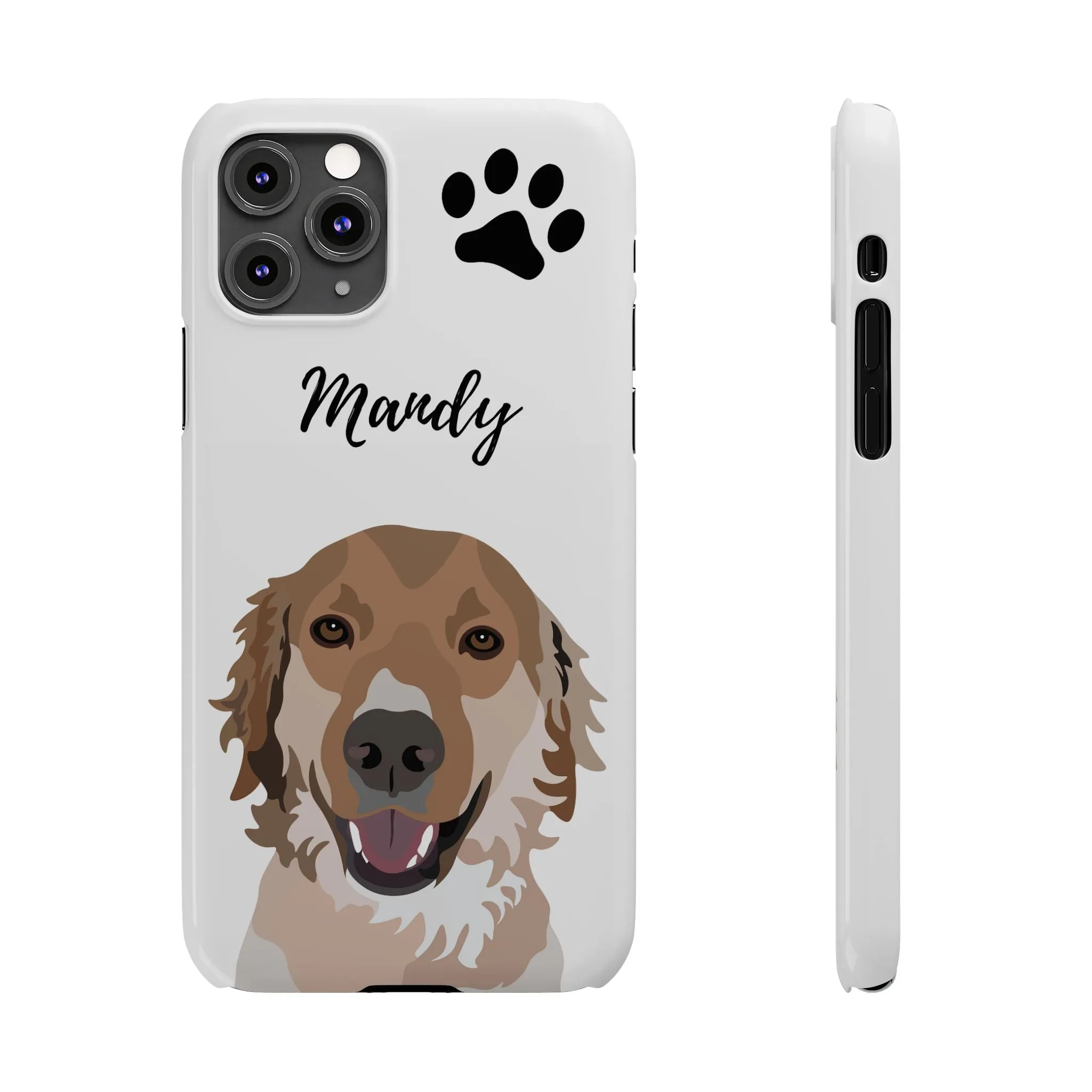 One Pet Portrait on a Slim iPhone Case | White Background | Custom Hand-Drawn Pet Portrait in Cartoon-Realism Style