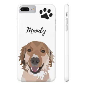 One Pet Portrait on a Slim iPhone Case | White Background | Custom Hand-Drawn Pet Portrait in Cartoon-Realism Style