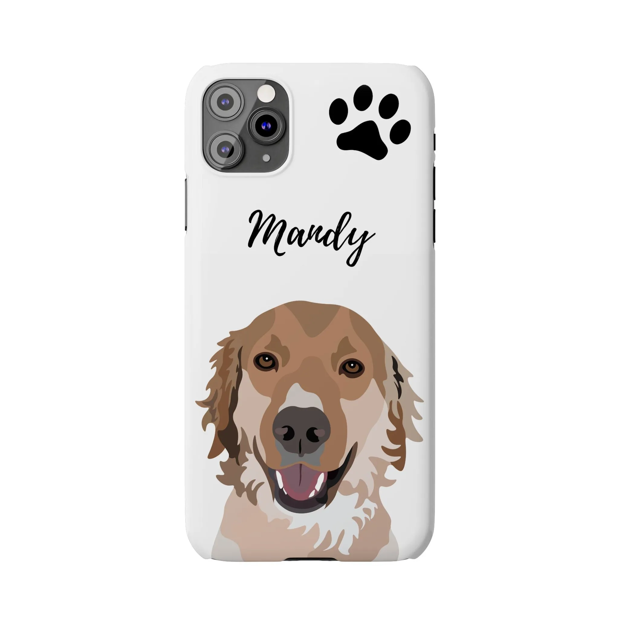 One Pet Portrait on a Slim iPhone Case | White Background | Custom Hand-Drawn Pet Portrait in Cartoon-Realism Style