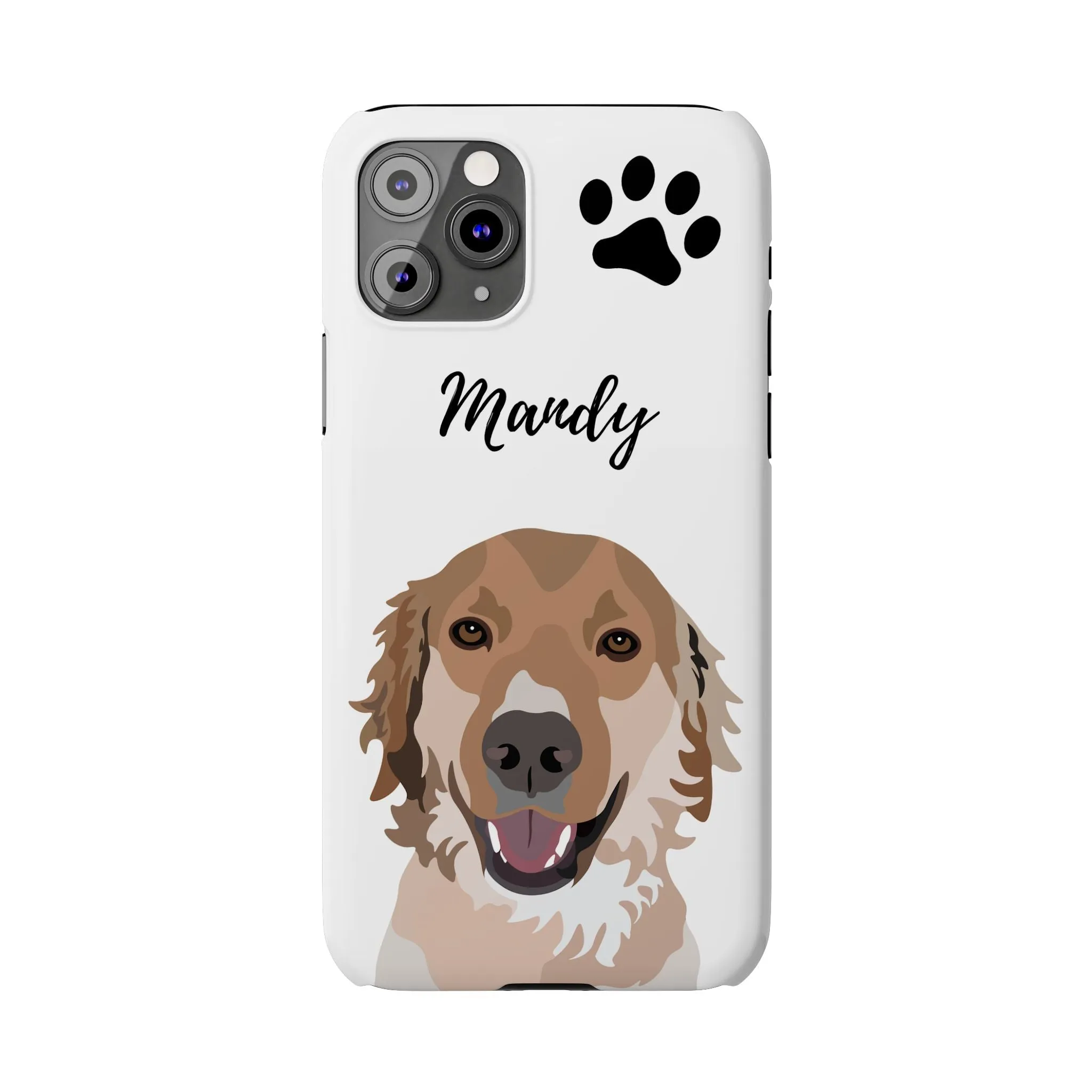 One Pet Portrait on a Slim iPhone Case | White Background | Custom Hand-Drawn Pet Portrait in Cartoon-Realism Style