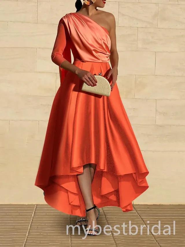 Orange One Shoulder High Low A-line Long Pr    om Dress,PDS11687