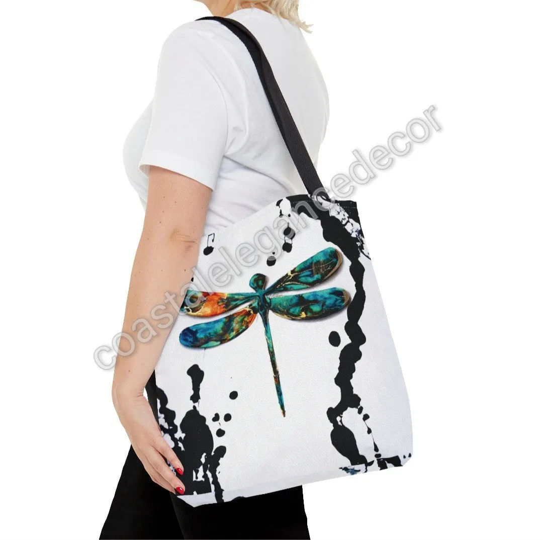Original Art Dragonfly with Ink Drips Tote Bag Printed 2 sizes