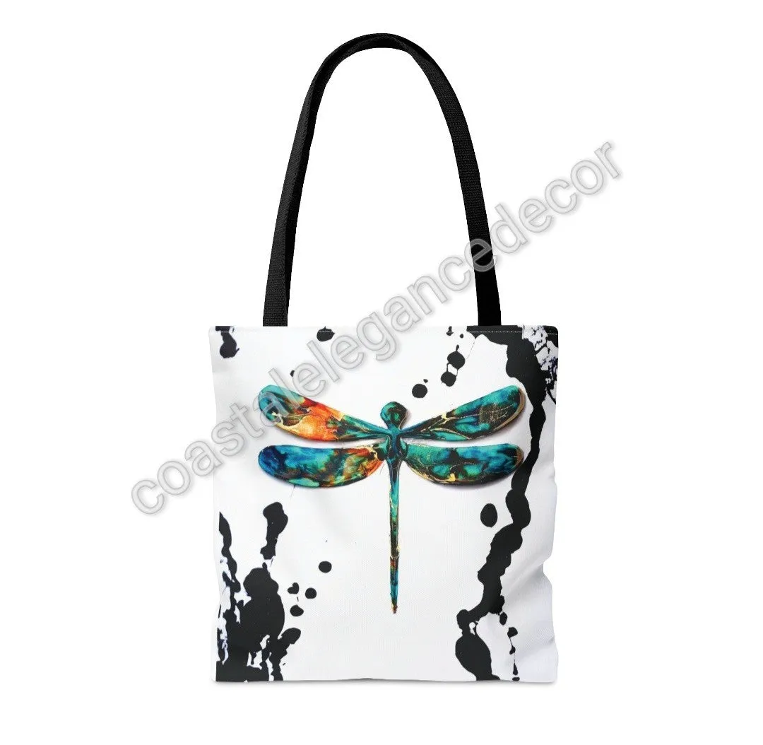 Original Art Dragonfly with Ink Drips Tote Bag Printed 2 sizes