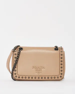 Prada Blush Pink Leather Pattina Glace Studded Crossbody Bag