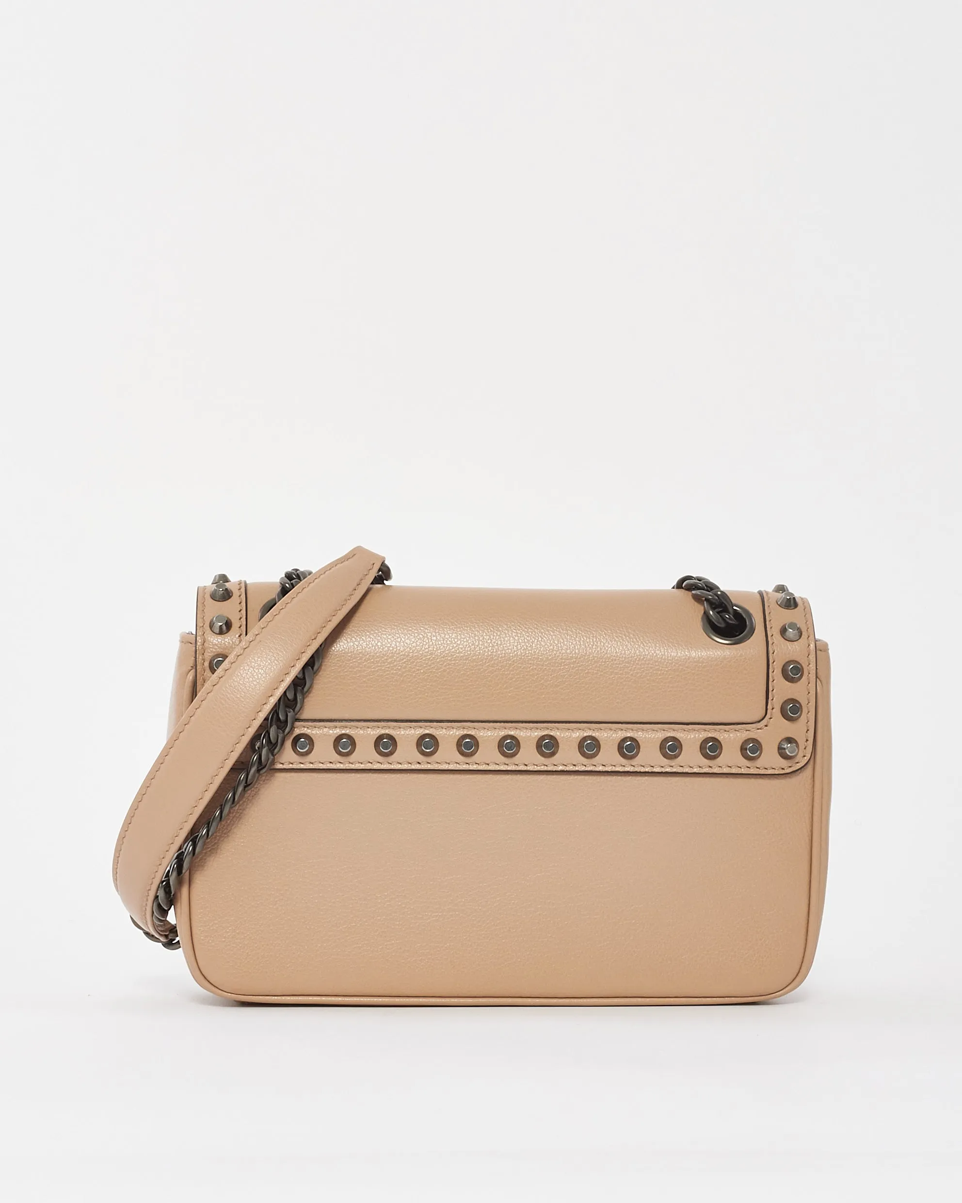 Prada Blush Pink Leather Pattina Glace Studded Crossbody Bag